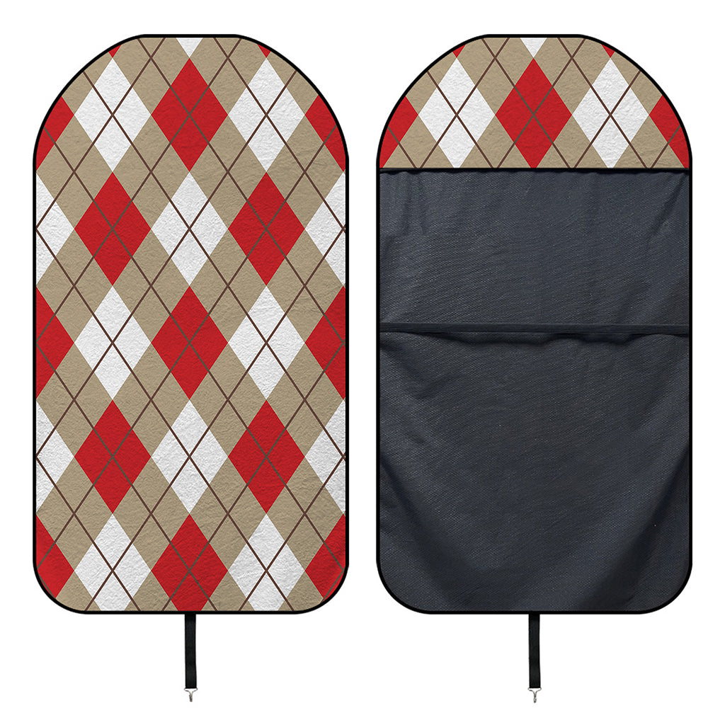 Red White And Beige Argyle Pattern Print Waterproof Car Seat Cover
