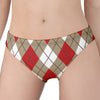 Red White And Beige Argyle Pattern Print Women's Panties