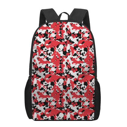 Red White And Black Digital Camo Print 17 Inch Backpack