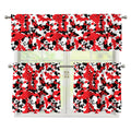 Red White And Black Digital Camo Print 3 Piece Kitchen Curtains
