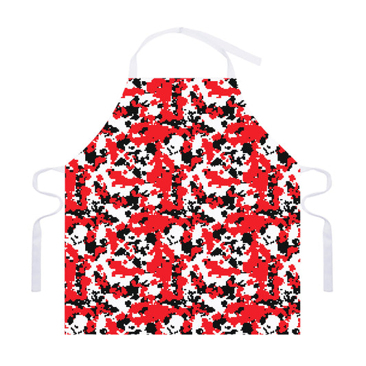 Red White And Black Digital Camo Print Adjustable Apron