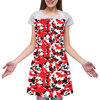 Red White And Black Digital Camo Print Adjustable Apron