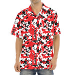 Red White And Black Digital Camo Print Aloha Shirt