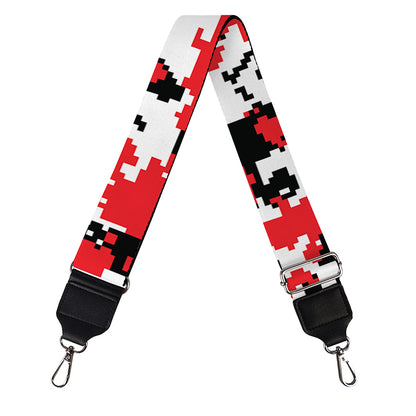 Red White And Black Digital Camo Print Bag Strap