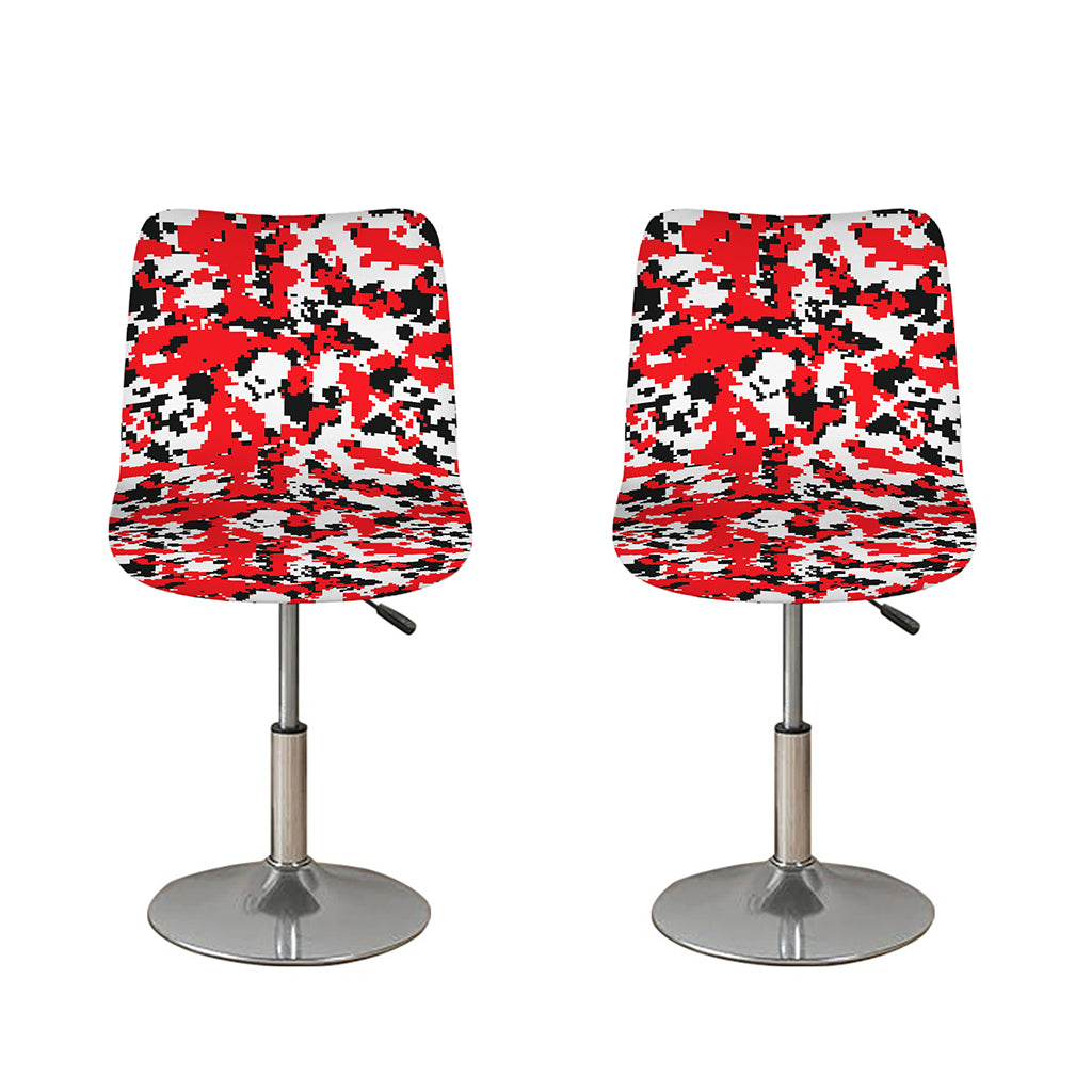 Red White And Black Digital Camo Print Bar Stool Covers