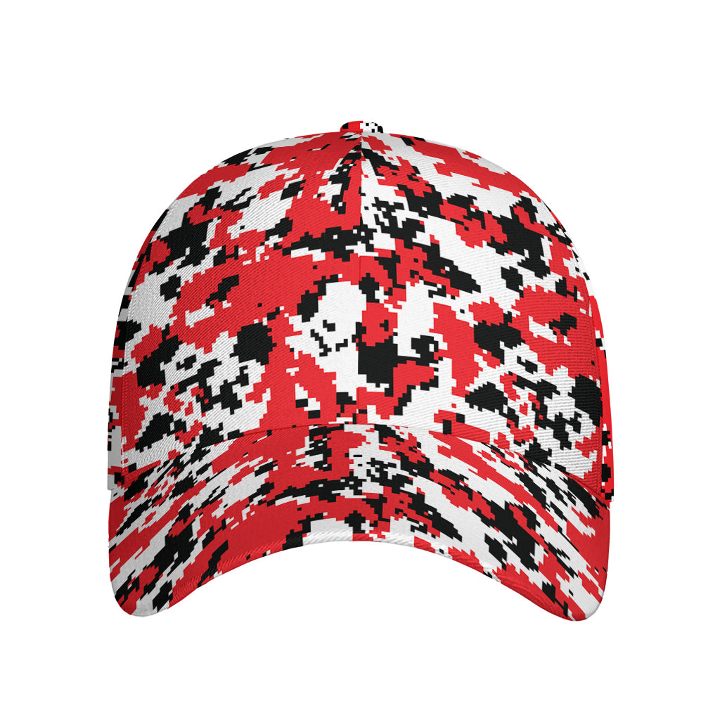 Red White And Black Digital Camo Print Baseball Cap