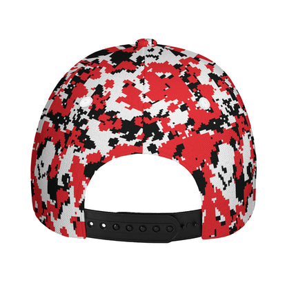 Red White And Black Digital Camo Print Baseball Cap