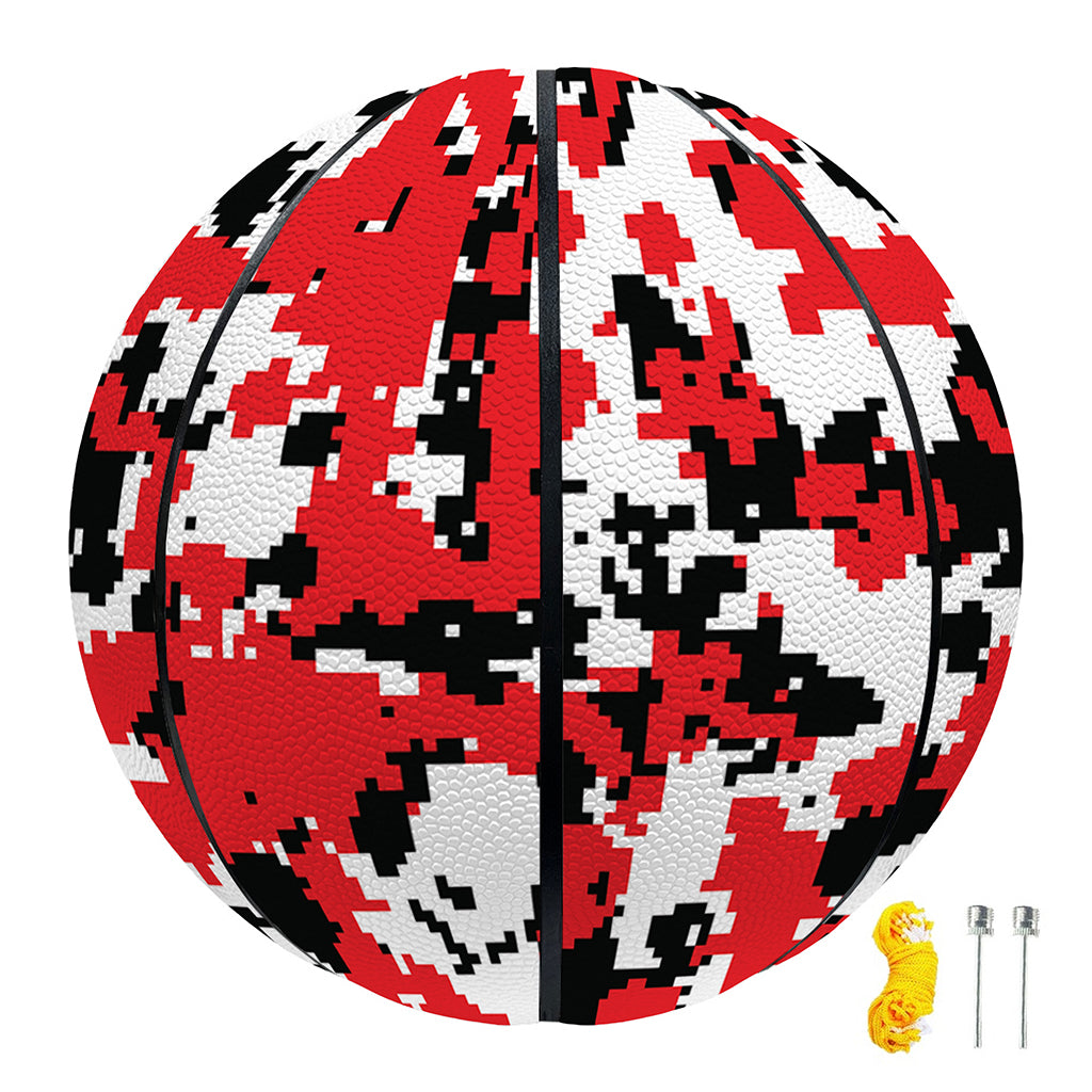 Red White And Black Digital Camo Print Basketball