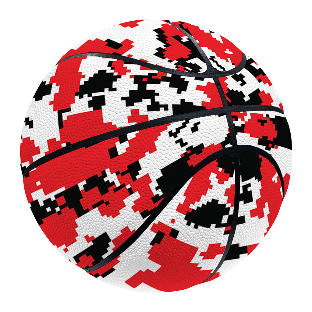 Red White And Black Digital Camo Print Basketball
