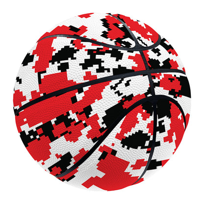 Red White And Black Digital Camo Print Basketball