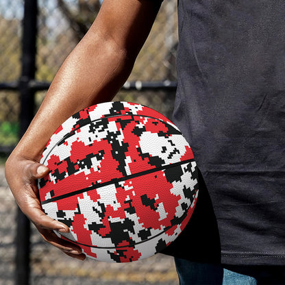 Red White And Black Digital Camo Print Basketball