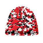 Red White And Black Digital Camo Print Beanie