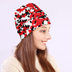 Red White And Black Digital Camo Print Beanie