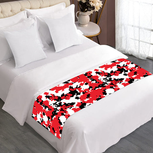 Red White And Black Digital Camo Print Bed Runner