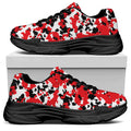 Red White And Black Digital Camo Print Black Chunky Shoes