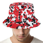 Red White And Black Digital Camo Print Bucket Hat