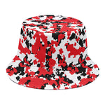 Red White And Black Digital Camo Print Bucket Hat