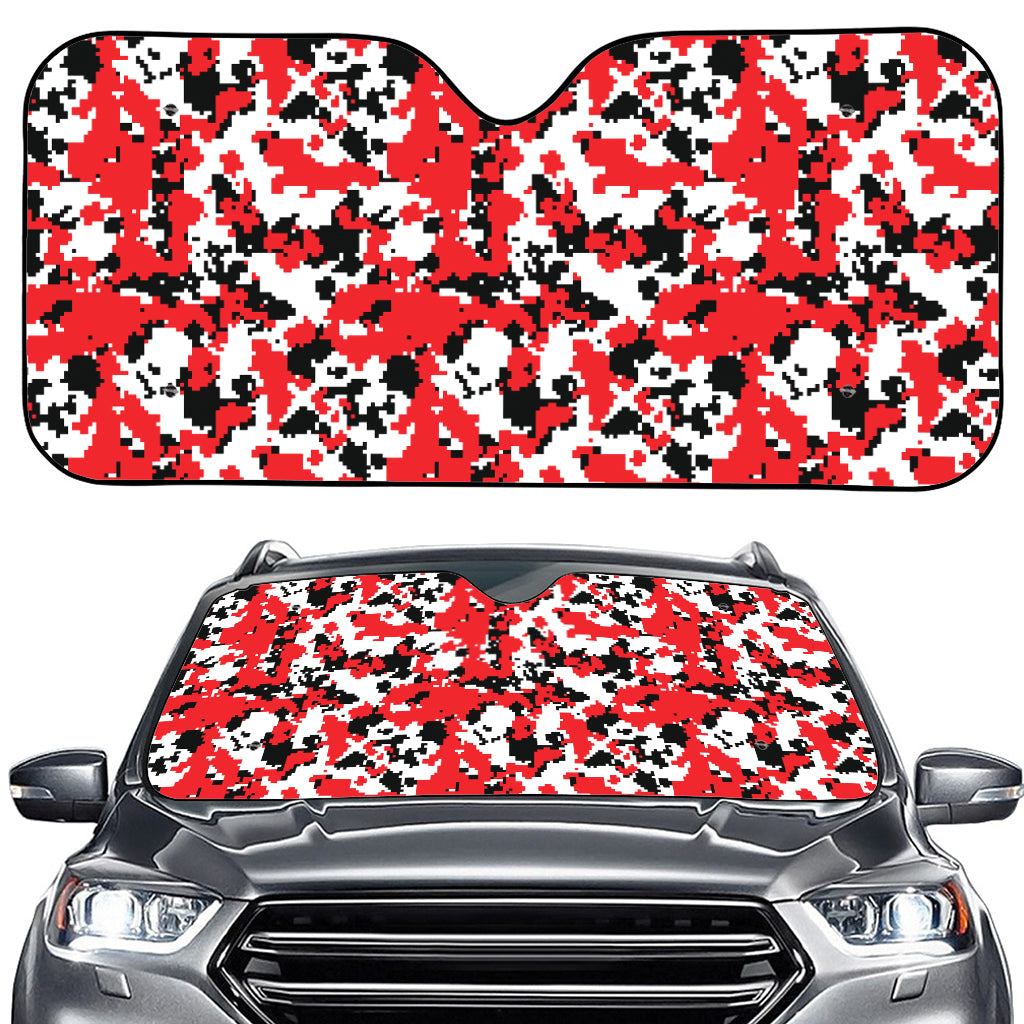 Red White And Black Digital Camo Print Car Windshield Sun Shade