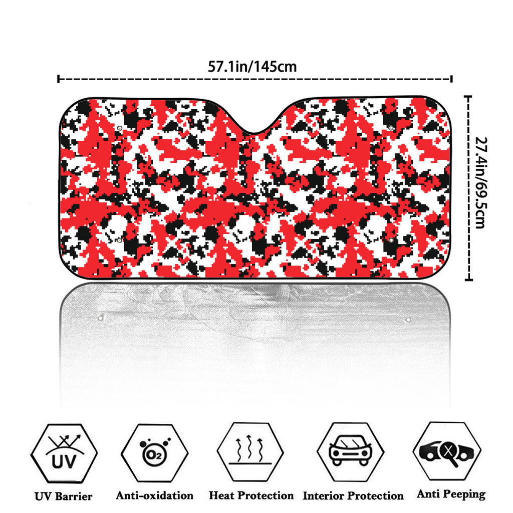 Red White And Black Digital Camo Print Car Windshield Sun Shade