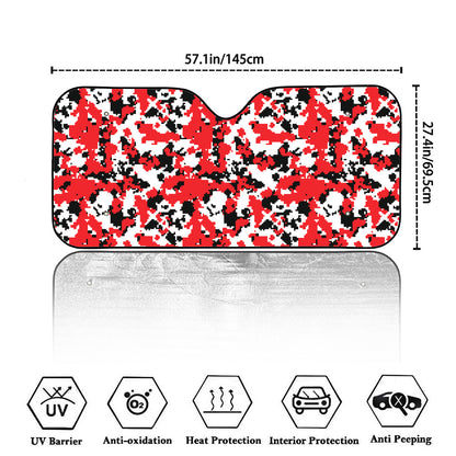 Red White And Black Digital Camo Print Car Windshield Sun Shade
