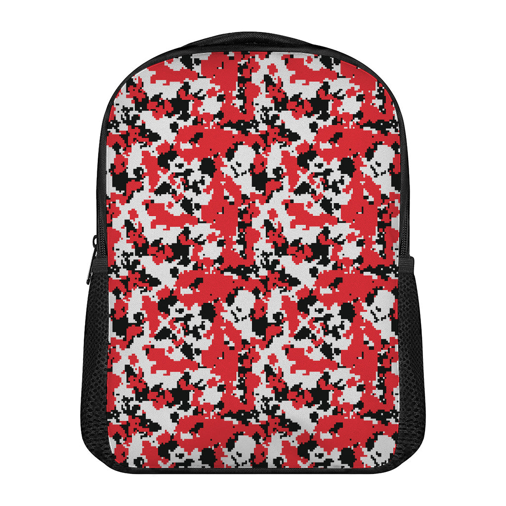 Red White And Black Digital Camo Print Casual Backpack
