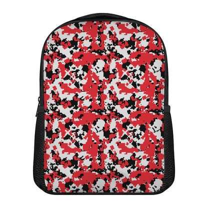 Red White And Black Digital Camo Print Casual Backpack