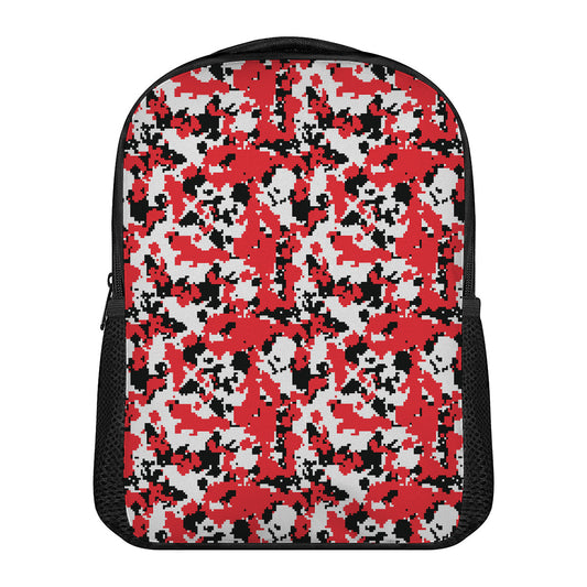 Red White And Black Digital Camo Print Casual Backpack