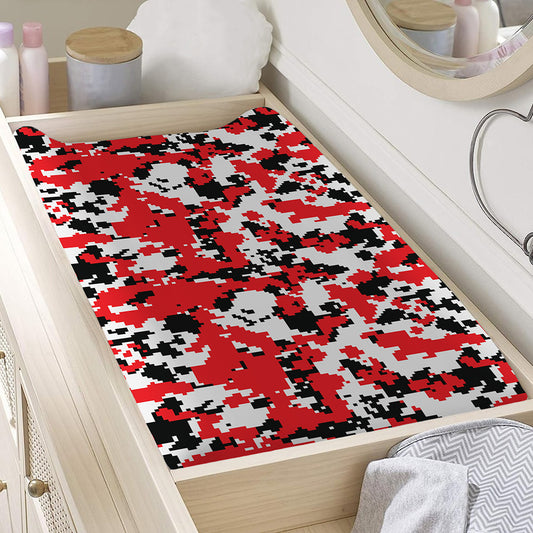 Red White And Black Digital Camo Print Changing Pad Cover