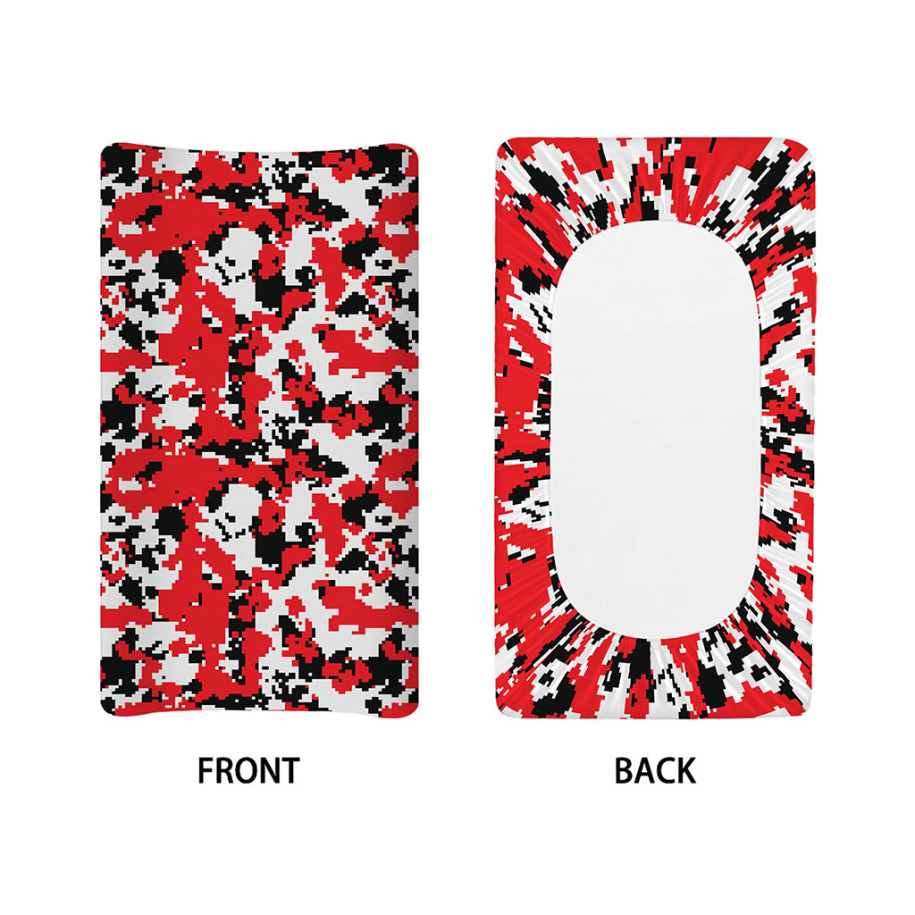 Red White And Black Digital Camo Print Changing Pad Cover