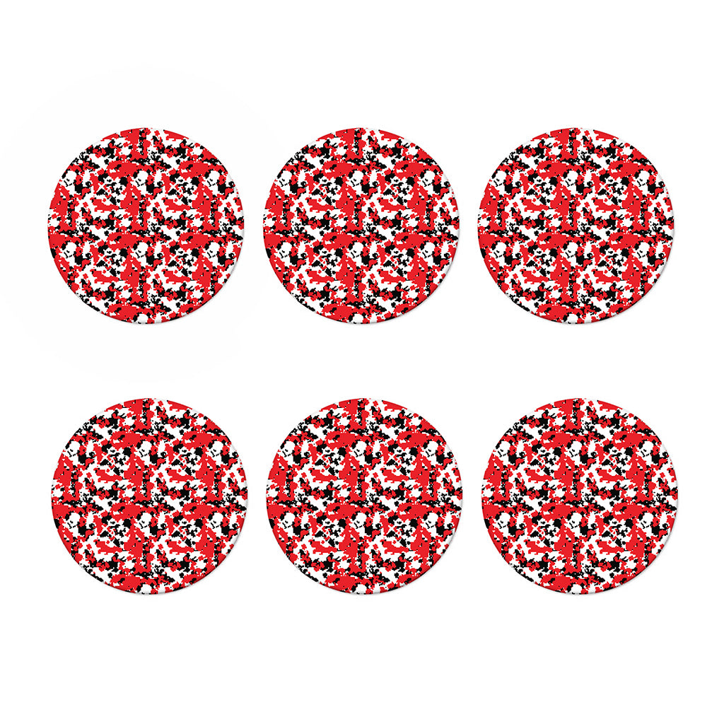 Red White And Black Digital Camo Print Coaster Set