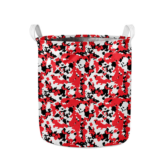 Red White And Black Digital Camo Print Collapsible Laundry Basket
