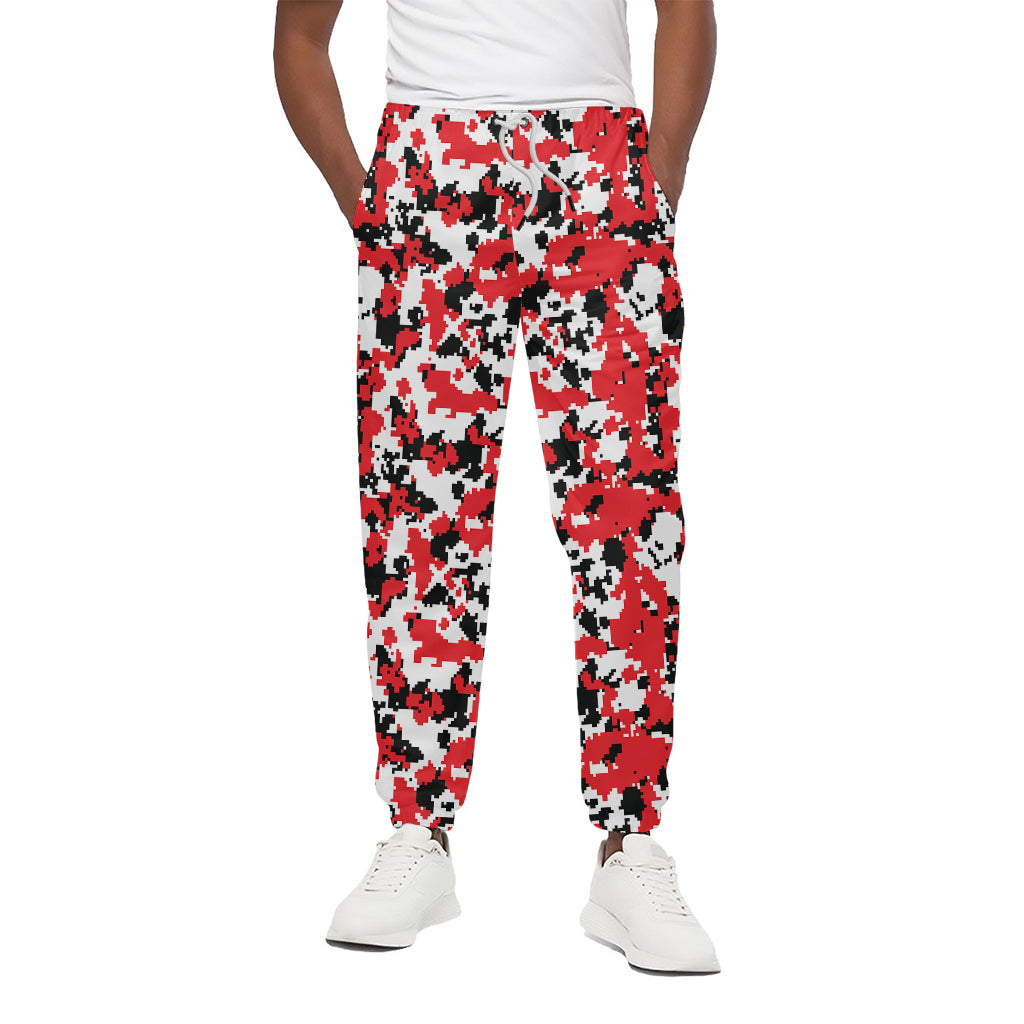 Red White And Black Digital Camo Print Cotton Pants