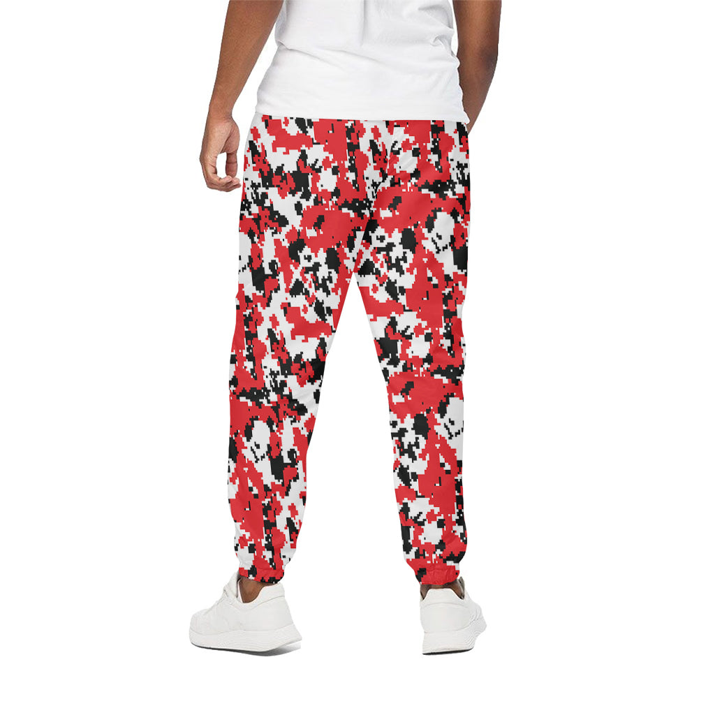Red White And Black Digital Camo Print Cotton Pants
