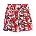 Red White And Black Digital Camo Print Cotton Shorts