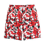 Red White And Black Digital Camo Print Cotton Shorts