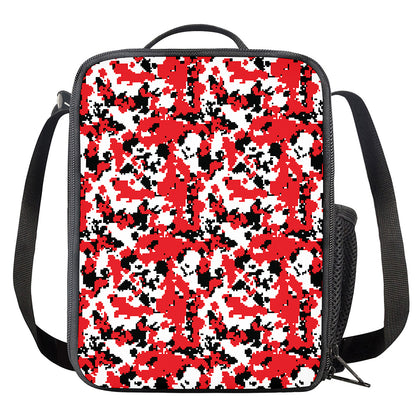 Red White And Black Digital Camo Print Crossbody Lunch Bag