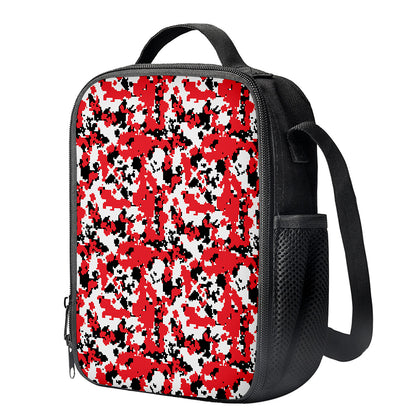 Red White And Black Digital Camo Print Crossbody Lunch Bag