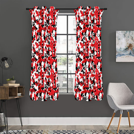 Red White And Black Digital Camo Print Curtain