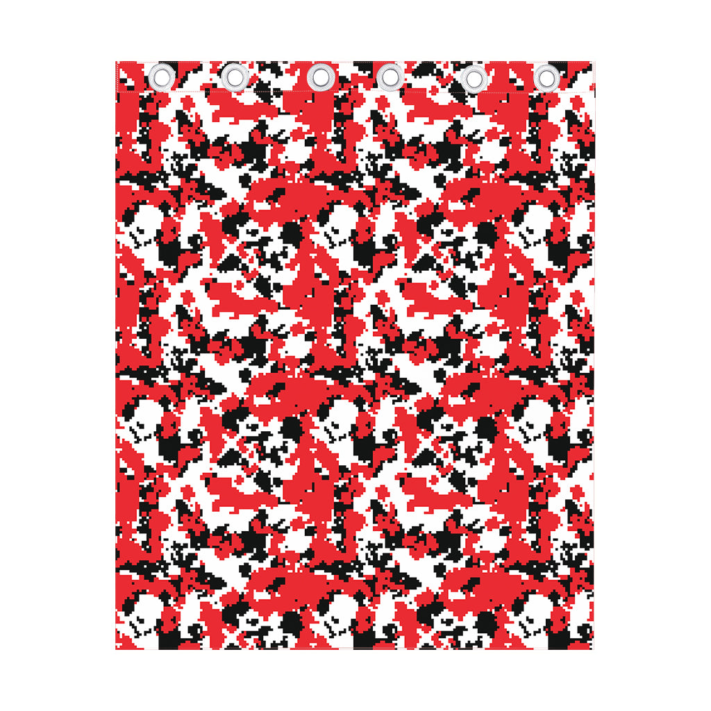Red White And Black Digital Camo Print Curtain