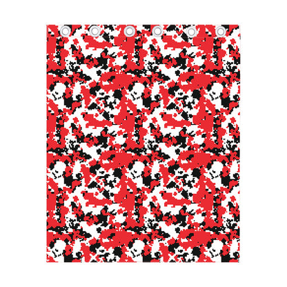 Red White And Black Digital Camo Print Curtain