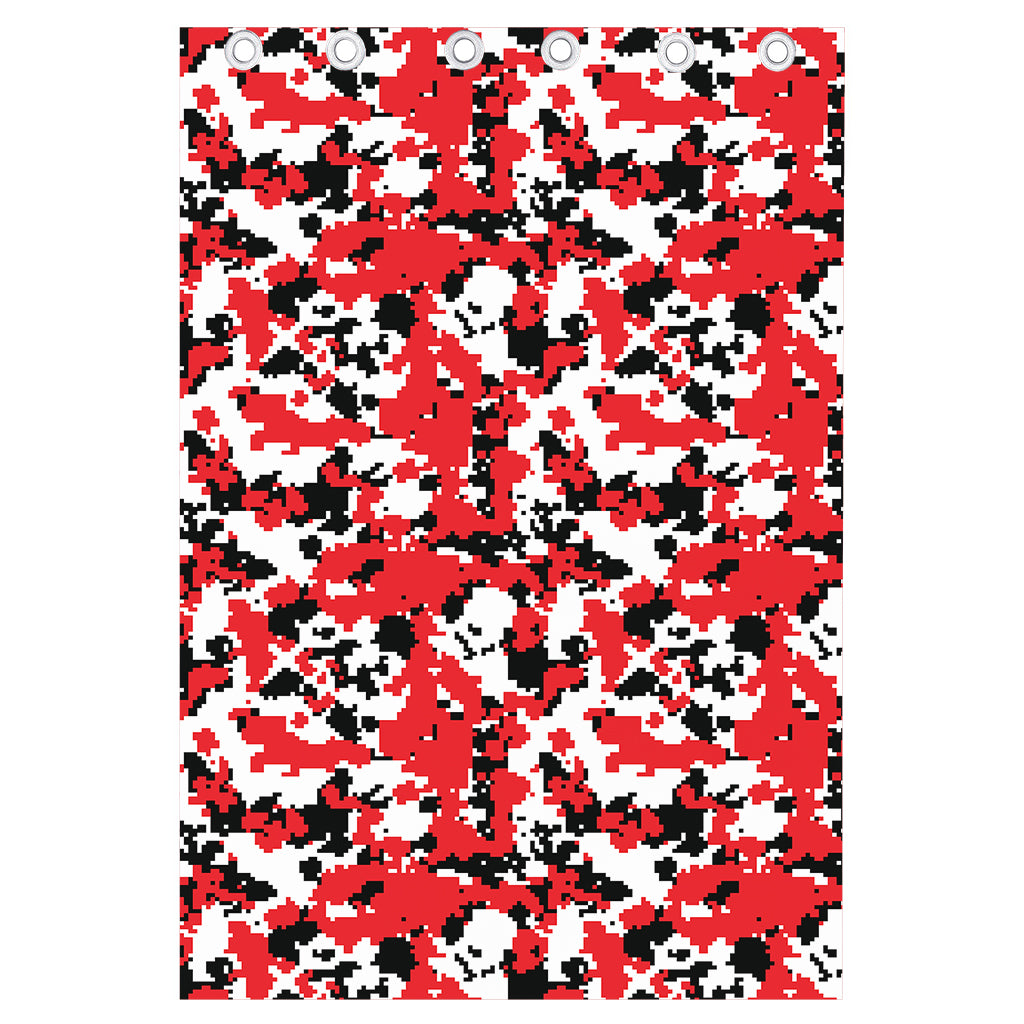 Red White And Black Digital Camo Print Curtain