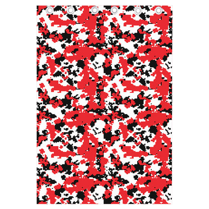 Red White And Black Digital Camo Print Curtain