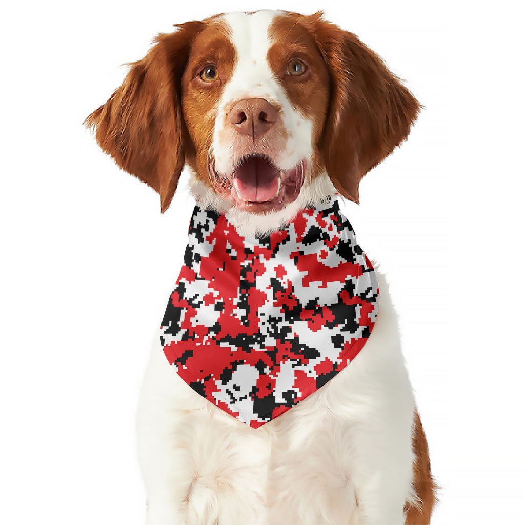 Red White And Black Digital Camo Print Dog Bandana