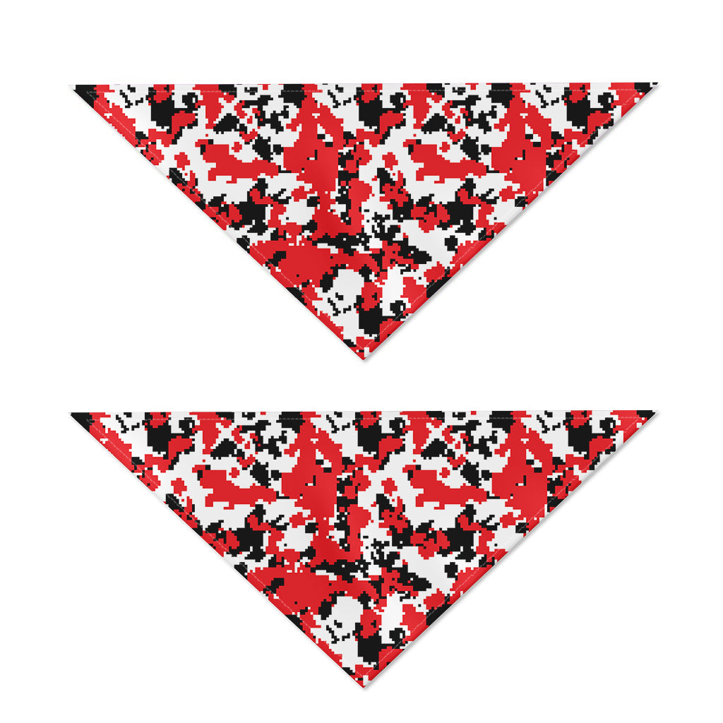 Red White And Black Digital Camo Print Dog Bandana