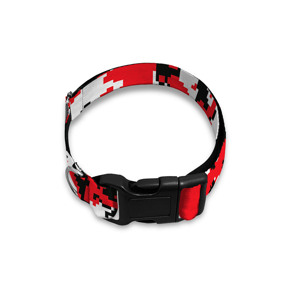 Red White And Black Digital Camo Print Dog Collar