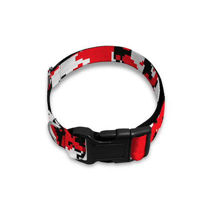 Red White And Black Digital Camo Print Dog Collar