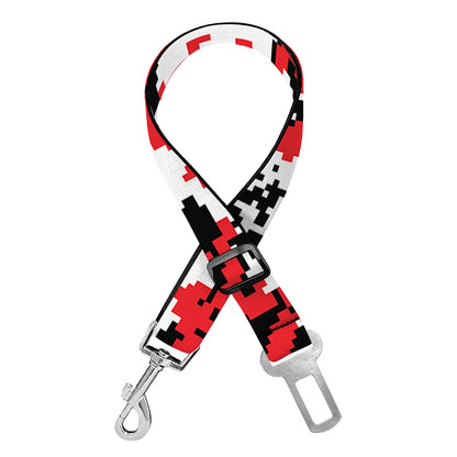 Red White And Black Digital Camo Print Dog Seat Belt