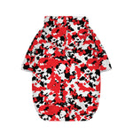 Red White And Black Digital Camo Print Dog Zip Up Hoodie