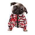 Red White And Black Digital Camo Print Dog Zip Up Jacket