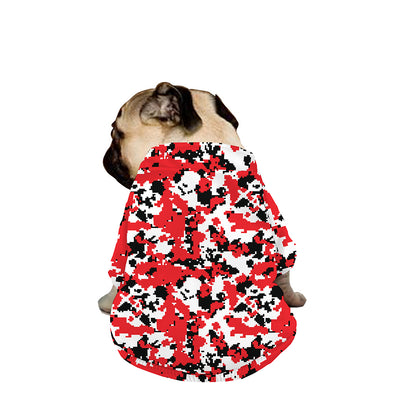 Red White And Black Digital Camo Print Dog Zip Up Jacket